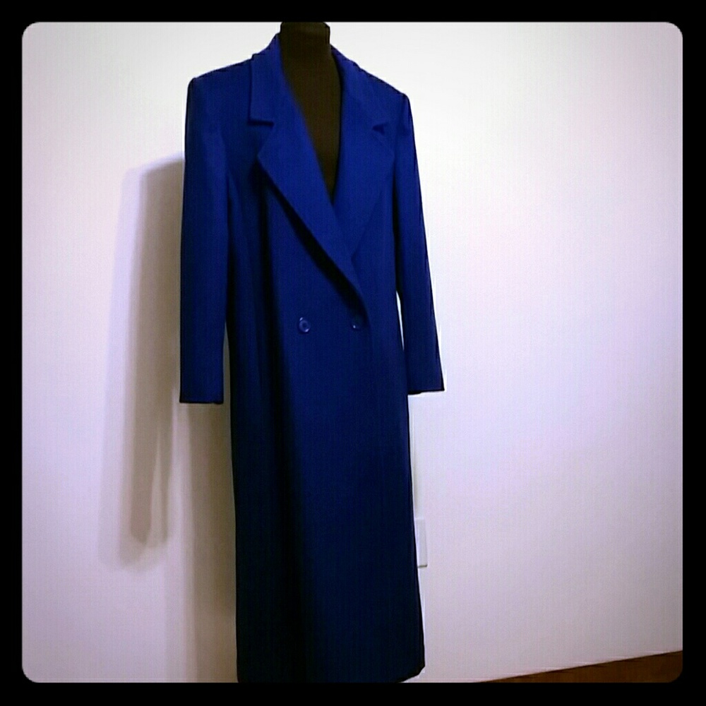 Michelle Stewart blue wool long coat M